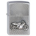 ZIPPO BRUSHED CHROME MOTORBIKE EMBLEM LIGHTER